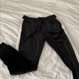 Velour Black Track Pant Joggers - XS